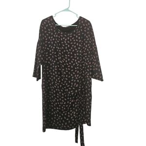 La Fée Maraboutée Black Tiny Leaves Tie On The Side Dress Size 44/14